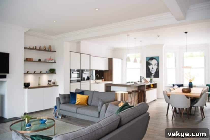 Modern Open-Plan Kitchen Living Room Design