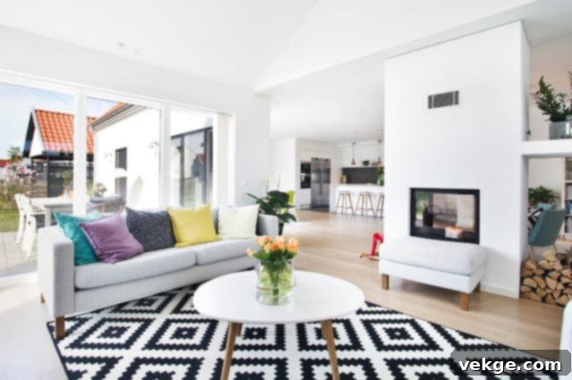 Broken Plan Layout for Open Kitchen Living Room Space