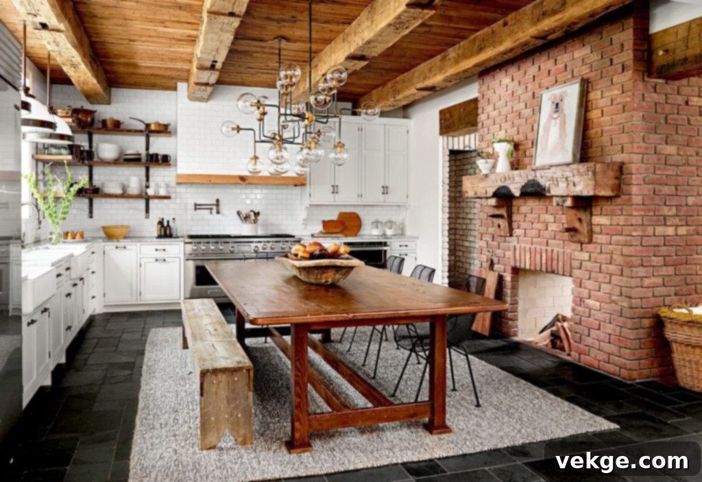 Farmhouse Style Open-Plan Kitchen Living Room