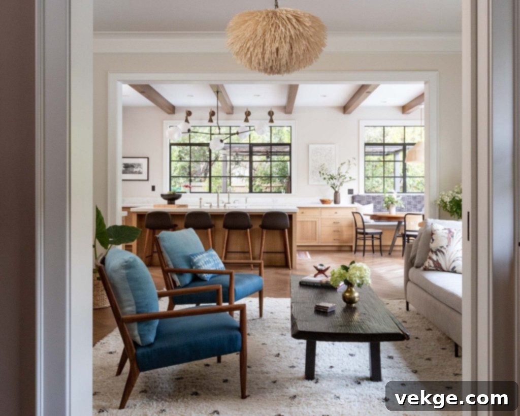 Classic Open-Plan Kitchen and Living Room Layout