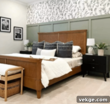 Bedroom with Evergreen Fog Accent Wall