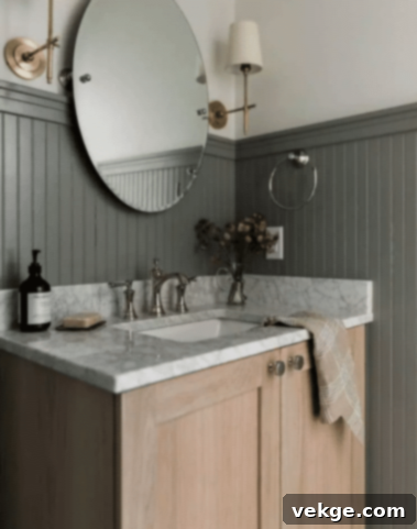 Bathroom with Evergreen Fog Cabinets