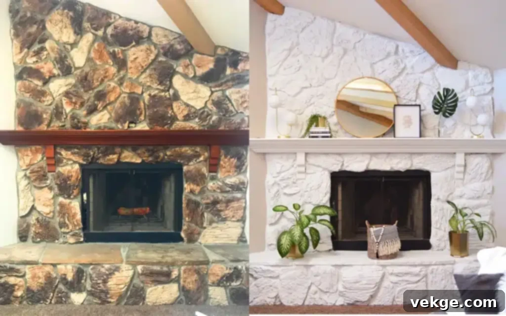 Stone Fireplace Makeover