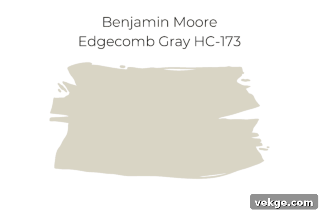 What is Benjamin Moore Edgecomb Gray HC-173? A versatile greige paint color that adds warmth and sophistication to any space.