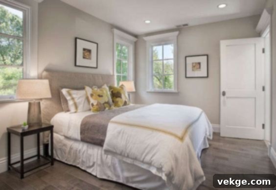 Edgecomb Gray in a serene bedroom promoting relaxation and tranquility.