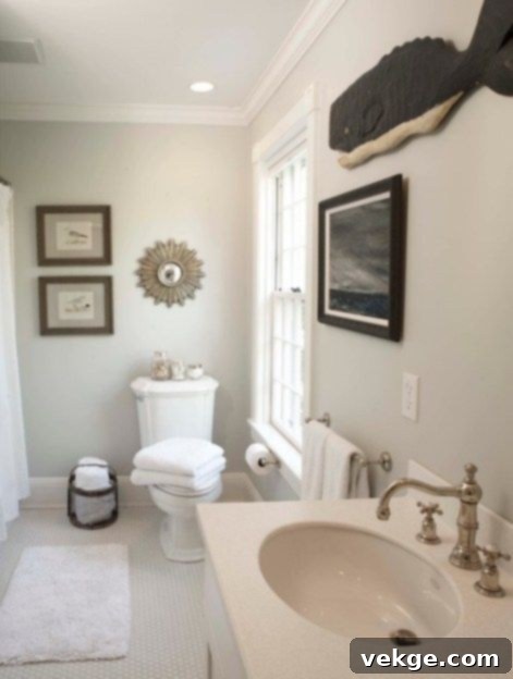 Edgecomb Gray in a bathroom creating a tranquil spa-like environment.