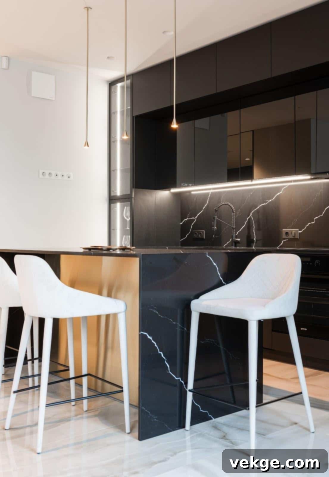Bright under-cabinet lighting illuminating kitchen countertops