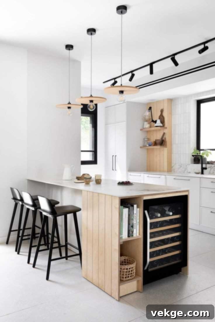 Kitchen with a mix of pendant, spotlight, and wall lights