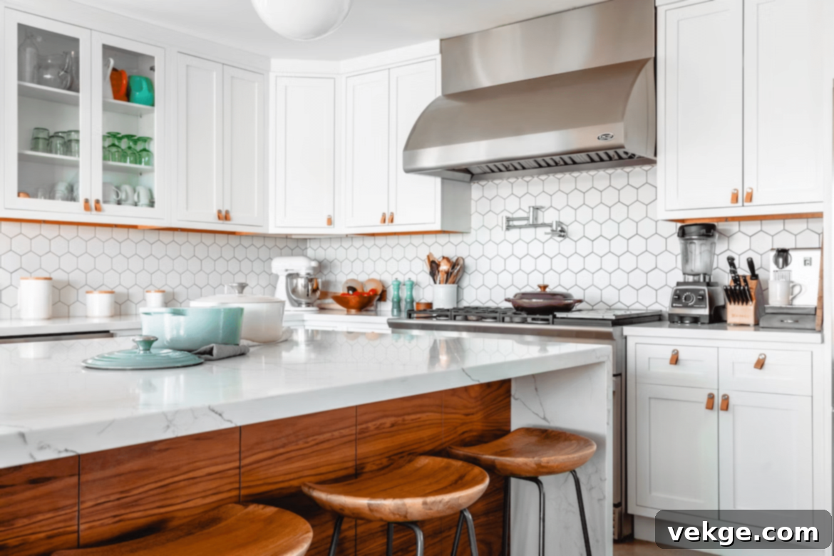 Modern kitchen with stylish backsplash, showing a prime example of a value-adding home improvement.