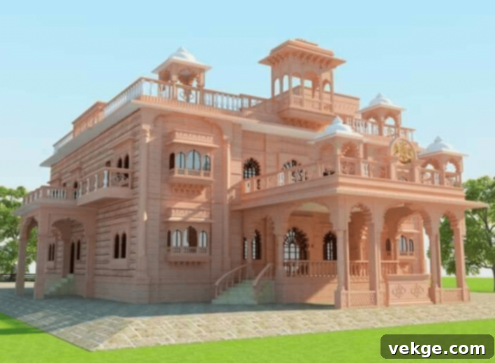 Ornate Rajasthani Haveli with Jharokhas and Courtyards