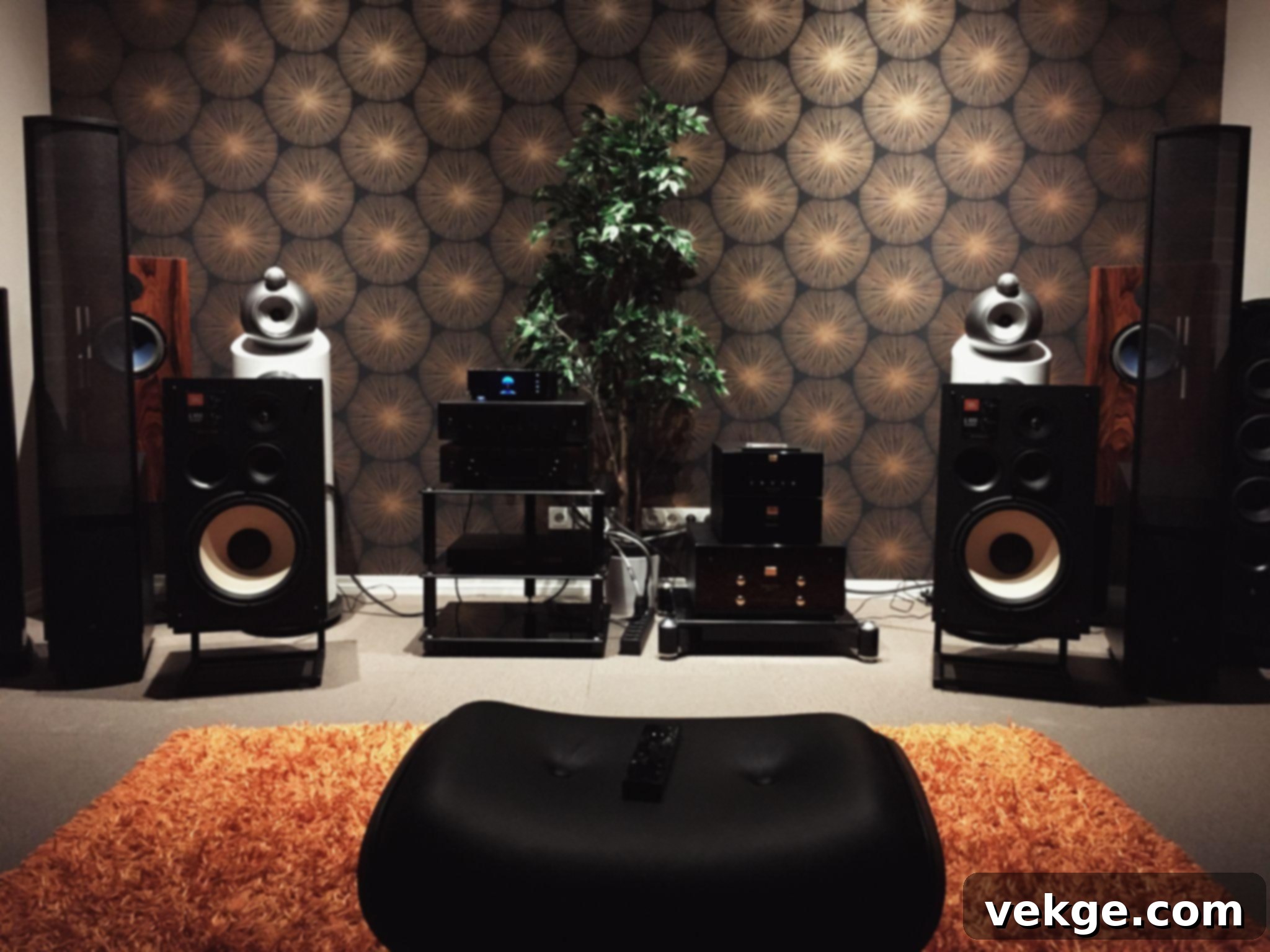 A person adjusting a speaker in a modern living room, highlighting the importance of proper setup.