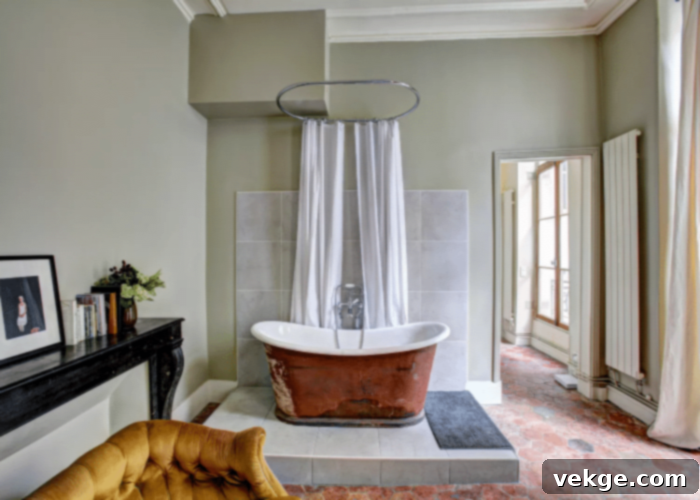French Country Furniture Pairing with Other Items - A well-curated French Country bathroom showcasing integrated elements.