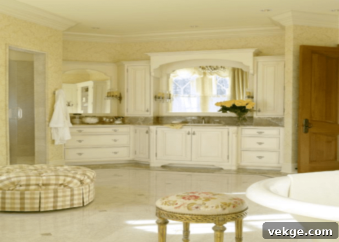 French Country Color Palettes - A bathroom featuring soft, warm tones typical of French Country style.
