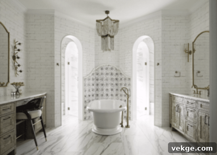 French Country Blend Accessories - Decorative items like mirrors, ceramics, and baskets in a French Country bathroom.