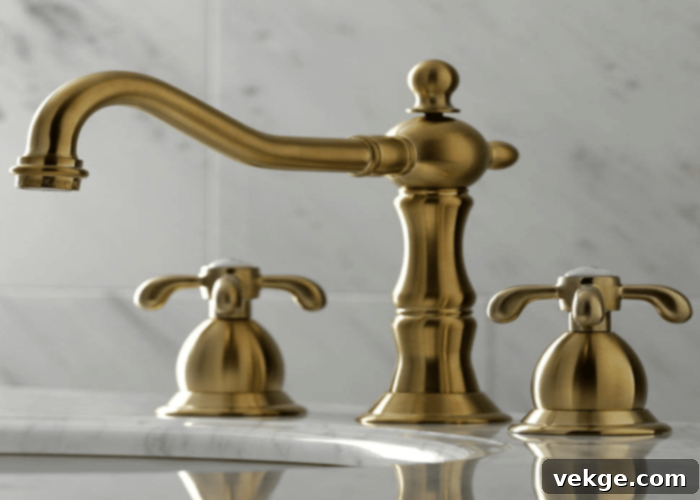 French Country Accent - Gold or brass fixtures and accents adding warmth to a French Country bathroom.