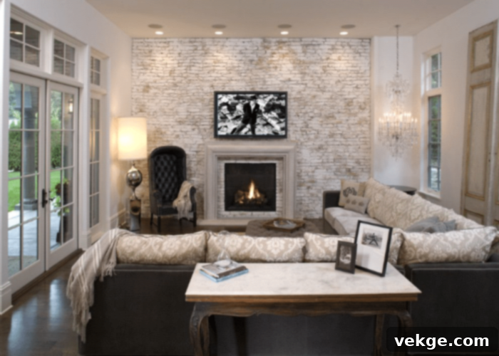 Limewash Bricks in The Living Room Interior Design