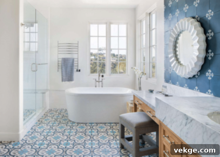 Blue with Designs French Country Bathroom Tiles
