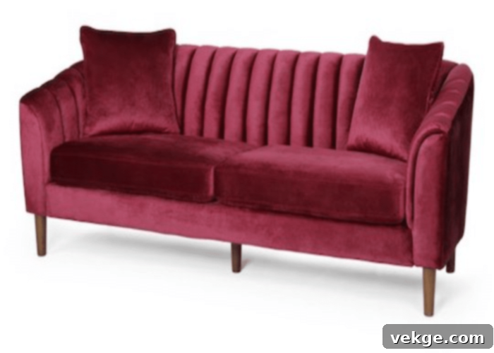Velvet and Tufted Couch