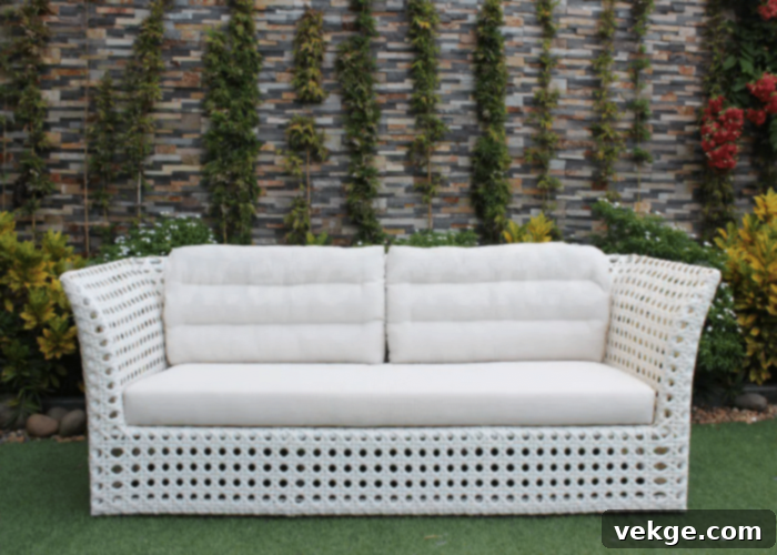 White Wicker Coastal Sofa