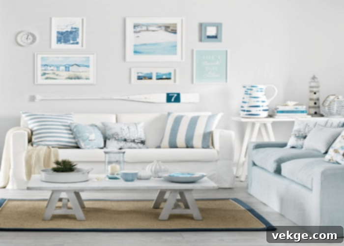 Make The Coastal Living Room By Adding Twin Sofas