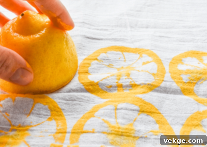 DIY Citrus Stamp-Painted Tea Towel