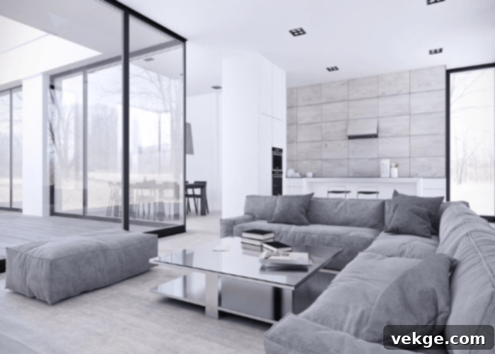 Grey minimalist interior