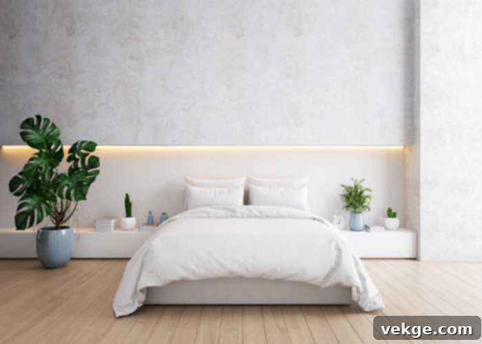 White minimalist interior with plants