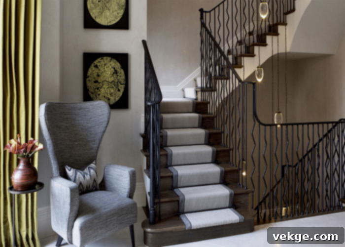 Stylish Accent Chair on a Stair Landing
