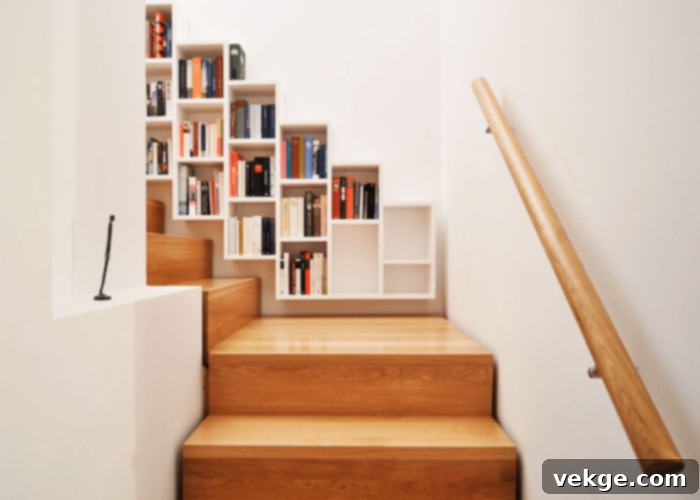 Stylish Bookshelf on a Stair Landing