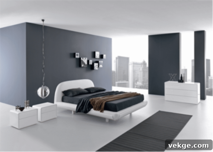 Minimalist Grayscale bedroom design