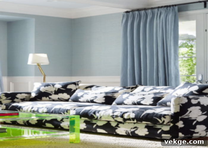 Black & White floral sofa