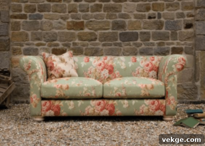 Pink & Green floral sofa