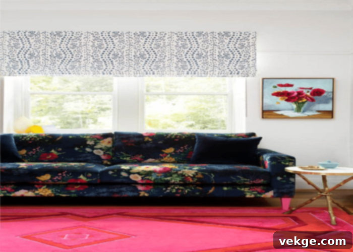 Navy Blue With Bright Work floral sofa