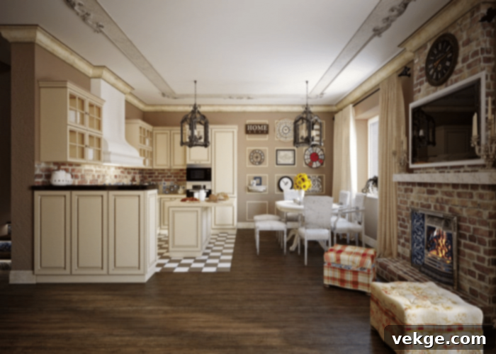 Use of Natural Materials in French Country Modern Living Room