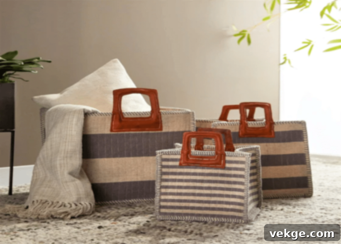 Decorative Bamboo or Jute Storage Baskets for Coastal Homes