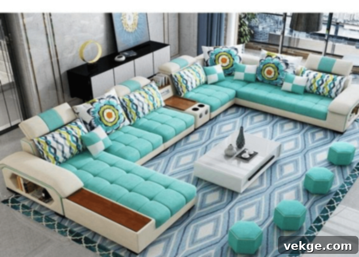 Sectional Couch with cupholders and extra features