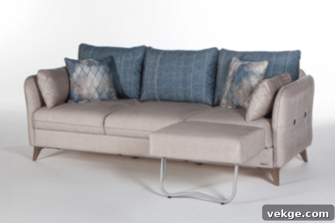 Functional Light Gray Convertible Sofa Bed