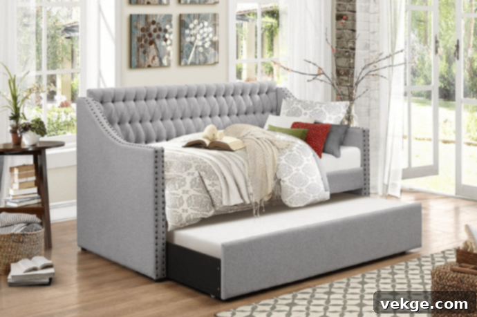 Elegant Light Gray Tufted Sofa Design