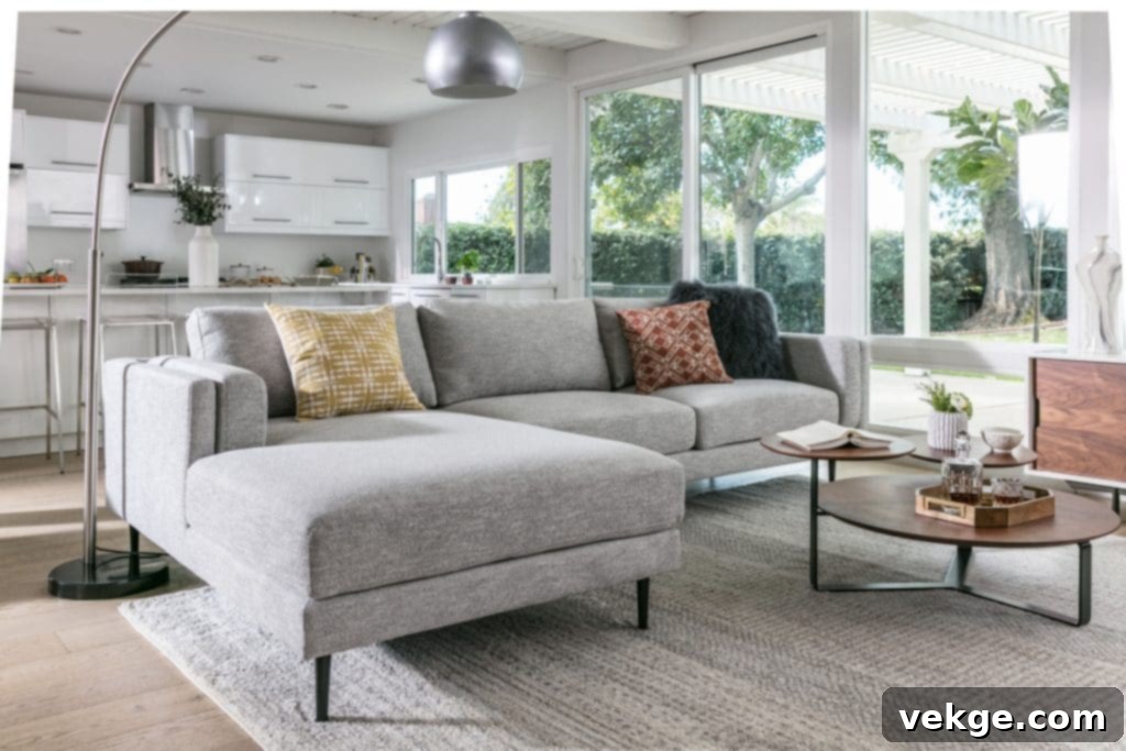 Spacious Light Gray Sectional Sofa