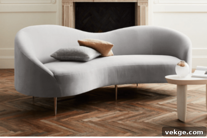 Unique Light Gray Curved Back Sofa
