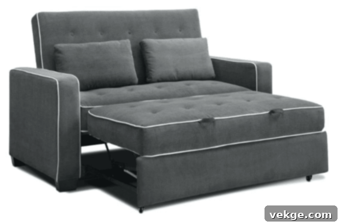 Space-Saving Light Gray Folding Couch