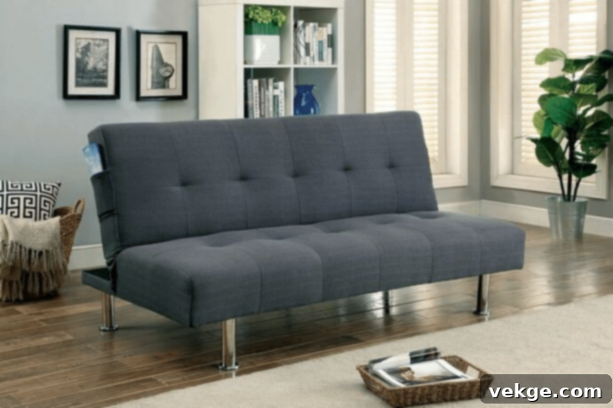 Practical Light Gray Futon Couch