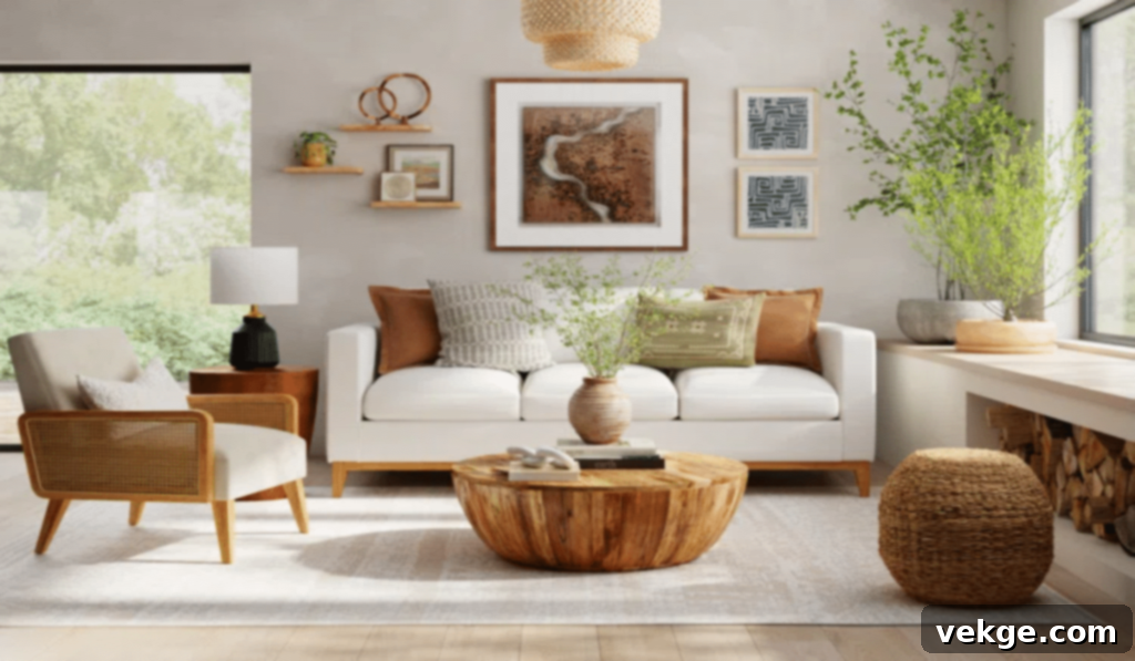 Start with Natural and Neutral Colors in Organic Modern Living Room