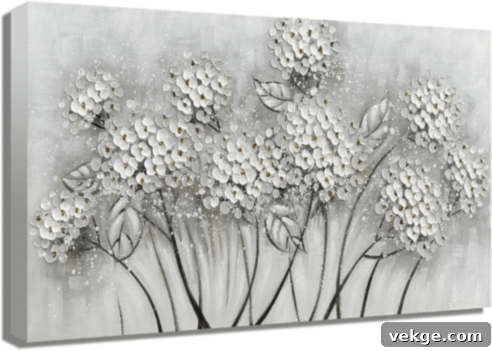 Textured white floral 3D wall art, providing an elegant and subtle decorative element for a staircase wall