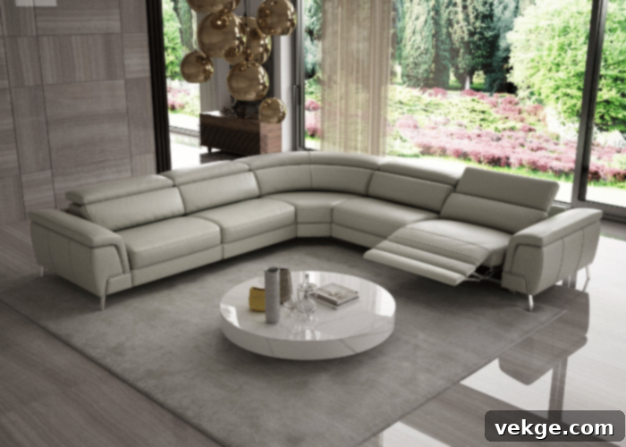 Gray Leather Sectional Sofa