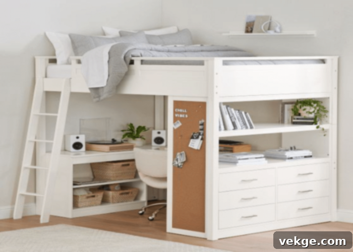 Loft Bed with Integrated Storage and Desk