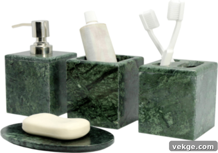 Soap Dispenser and Brush Holders Set for Dark Green Bathrooms