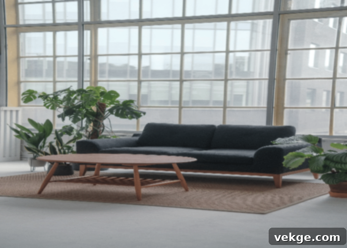 Introduce Natural Elements around a Black Couch