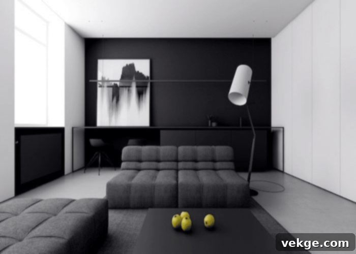Statement Art Wall with Black Couch