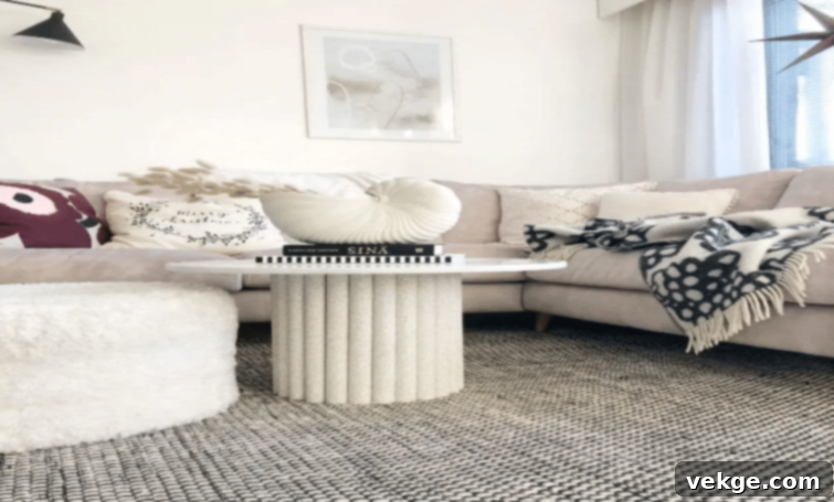 Bright White Stacked Wood and Marble Boho Coffee Table